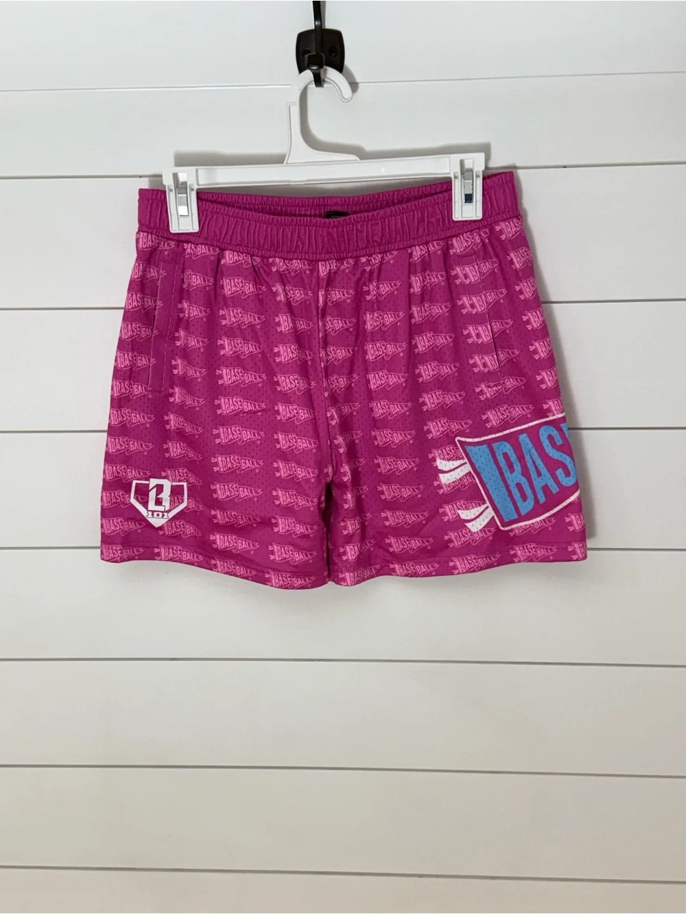 Magenta Kids Athletic Shorts with BAS Graphic